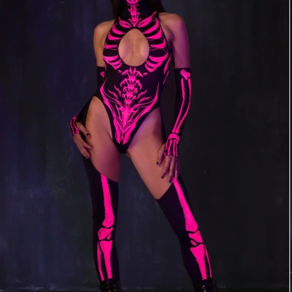 Badinka Pink Skeleton Bodysuit
